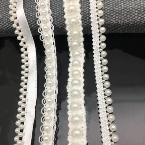 5Yards /Lot pearl lace trim beaded pearl lace decoration accessories Braid Lace DIY 4 Typs AA7967