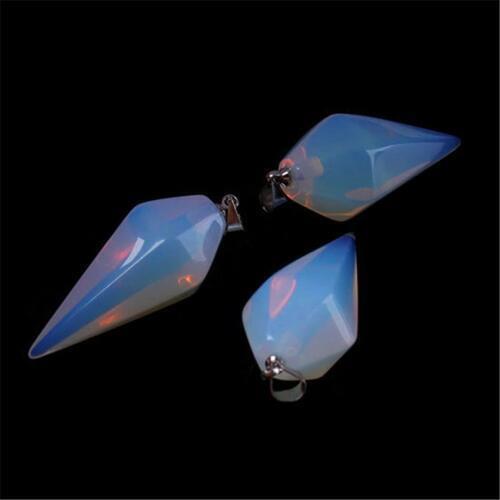50pcs/lot Natural Stone Opal Roses Quartz Pyramid Pendulum Reiki Pendants Charm For Necklace Energy Healing Chakra Free Shipping