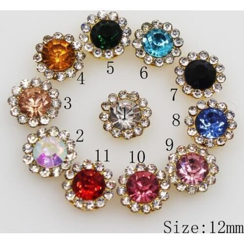 Mini 50pc Colorful Rhinestone Gold Button Metal Jewelry Accessory Wedding Party Decoration Children Clothing Hair Accessories