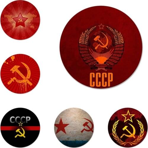 58mm Red Soviet Union USSR Grunge Flag Badge Brooch Pin Accessories For Clothes Backpack Decoration gift