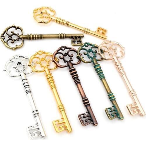 83x31mm 2pcs Bronze Antique silver color Plated Key Handmade Charms Pendant:DIY for Bracelet Necklace