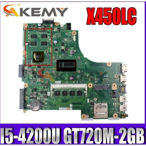 Akemy X450LC Laptop motherboard for ASUS X450LC X450LD X450LB X450L original mainboard 4GB-RAM I5-4200U GT720M-2GB
