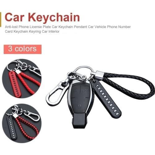 Anti-lost Car Keychain Phone Number Plate Car Keychain Pendant Auto Vehicle Phone Number Card Keyring Key Chain Car Accessories