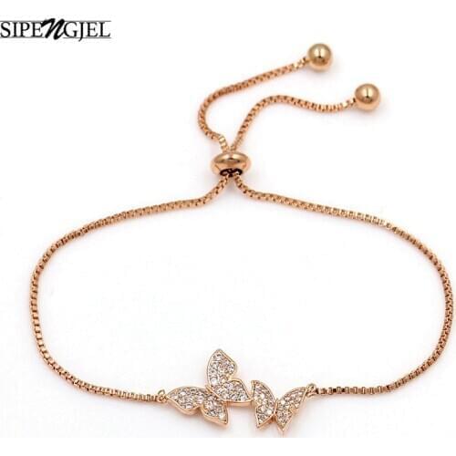 SIPENGJEL Trendy Classic Elegant Butterfly Bracelet 3 Metal Color Female Adjustable Chain Bracelet On Hand Jewelry Party Gifts