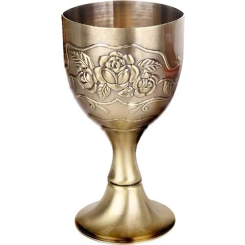 1pc Wine Cup Goblet Chalice Alloy Antique Vintage Retro EU Style Gifts Ornaments For Dining Room Table Kitchen Decoration