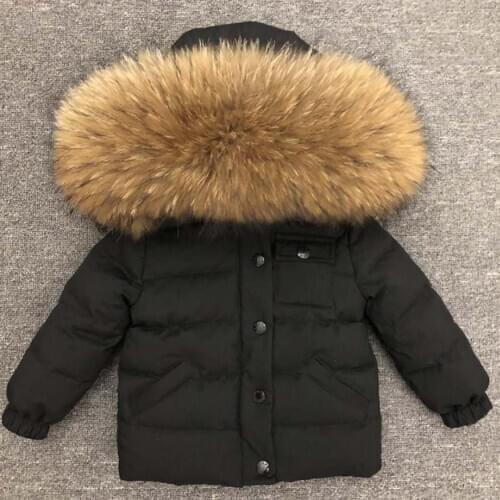 Russia Winter 2020 Hooded Down Coats For Girls Real Fur Collar Boys Warm Outerwear Teenage Kids Down Jackets Snowsuit Y3610