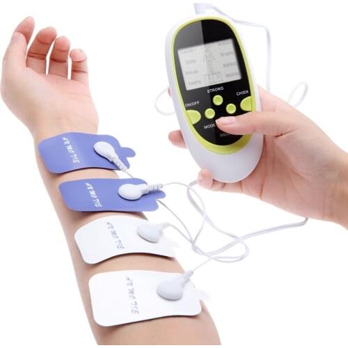 Dual output mini electronic slimming body physiotherapy tens therapy massager machine 8pcs electrode pads electrostimulator