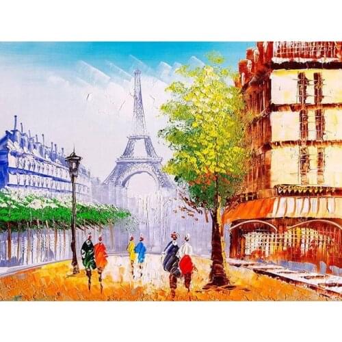 GATYZTORY DIY Pictures By Number City Iron Tower Kits Painting By Numbers Landscape HandPainted Art Drawing On Canvas Home Decor
