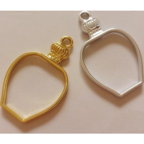GLADZGT 10 pcs/lot Retro vase Metal Frame Pendant Gold Charm Bezel Setting Cabochon Setting UV Resin Charms
