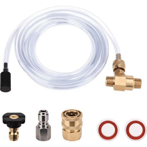Pressure Washer Chemical Injector Kit Adjustable Soap Dispenser, 3/8 Inch Quick Connect, 10 Ft Siphon Hose, Come with 1 pcs Soap