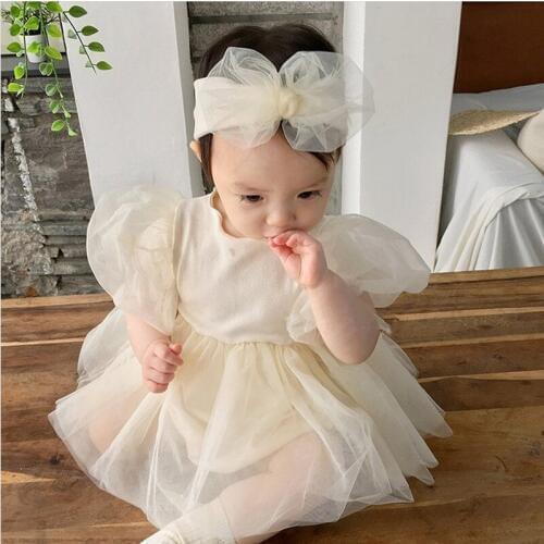 Short-Sleeved Romper Baby Girl Puff Sleeve Puff Dress 2020 baby girl romper baby girl rompers O-Neck