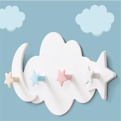 Cute 4 Hooks Strong Adhesive Cloud Hook Kitchen Wall Hanging Creative Nail-free Seamless Rack Hanger Shelves Girls Kid Room