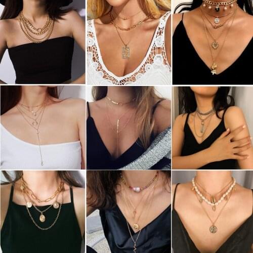 Fashion Key Padlock Butterfly Pendant Necklaces for Women Gold/Silver Color Lock Necklace Layered Chain on the Neck Punk Jewelry