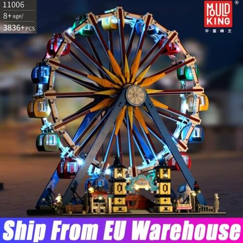 Mould King 11006 LED Light Creative Toys Compatible 15012 App Motorized Ferris Wheel Model Building Blocks Kids Christmas Gifts