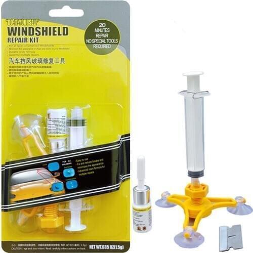 Car Windshield Repair Kit Quick Fix Car Cracked Glass Windscreen Repair Tool Resin Sealer Adhesives Car Window Screen Polishing