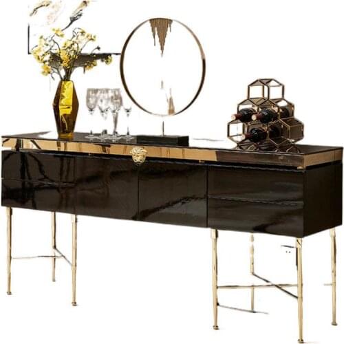 Post-modern dining cabinet combination set minimalist metal Italian high-end Hong Kong style wind living room furniture