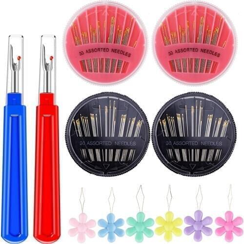 KAOBUY Hand Sewing Tools Set Quilting Sewing Needles & Seam Rippers & Sewing Needle Threader for Hand Craft Embroidery Tailoring