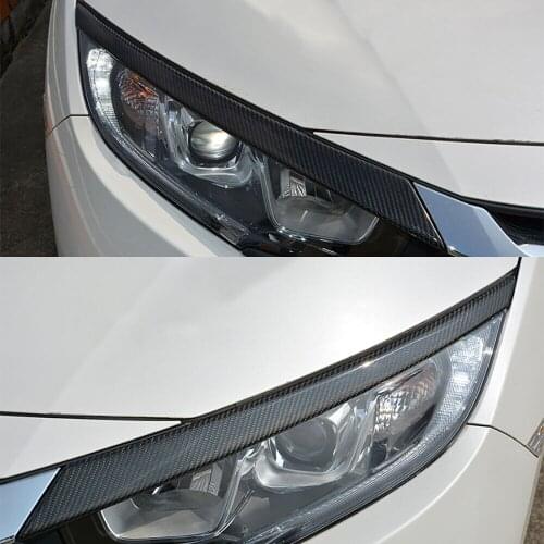 Carbon Fiber Headlight Eyelids Eyebrows for 2018-2020 Honda Civic EX