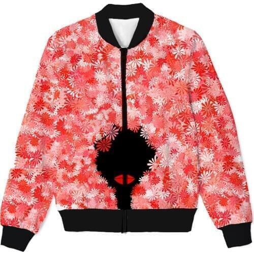 REAL American SIZE Natural Nature Hair Woman 3D Sublimation print Zipper Up Jacket plus size 4XL 5XL 6XL