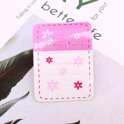 Newly 100pcs/lot Colorful Kids' Hairpin Display Cards 5.4x7.2cm Pink And White Printing Little Flower Making Hair Clip Hang Tags