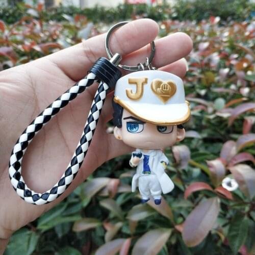 New Anime JoJo Bizarre Adventure Kujo Jotaro Kira Yoshikage Cosplay Props Rohan Kishibe PVC Doll Pendant Keychain Key ring Toys