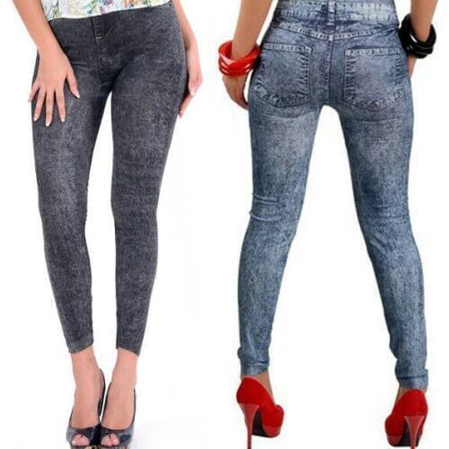 Tight Women Skinny High Waist Jeans Trousers Denim Stretchy Pencil Pants Imitation Feet Pants Bottom Jeans Sexy Leggings