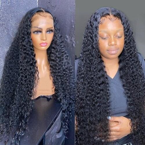 13x4 Kinky Curly Lace Front Human Hair Wigs Glueless Curly Human Hair Wigs For Women Transparent Lace Wigs Pre Plucked Hairline