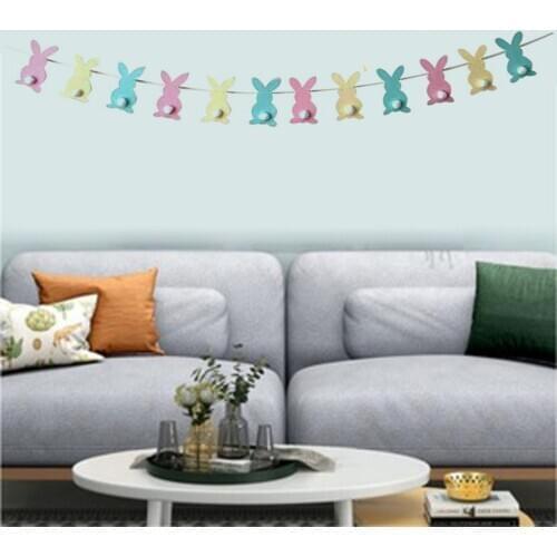 Easter Rabbit Streamer Flags Hanging Ornament Back Tail Flag Family Mall Reusable Decoration