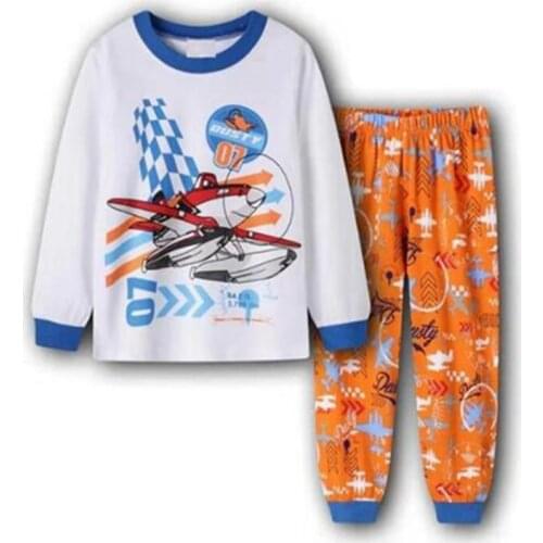 New Plane Baby Boy Clothes Suits Children Pajamas Clothing Sets Fashion Boys Sleepwear Cotton T-Shirts + Trouser Home Clothes