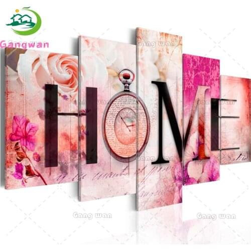 Full Drill Square Round 5D DIY Diamond Painting Home Sweet Home Flower Diamond Mosaic Diamond Embroidery Sale 5 pcs home decor