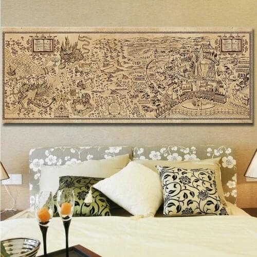 Classical Movie World Map Poster Posteres Vintage Harries Magic Canvas Painting Prints Wall Art Picture Reading Room Home Decor