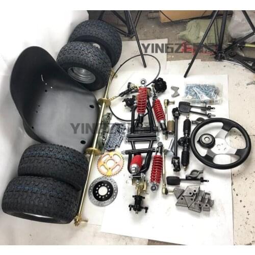 GO KART KARTING ATV UTV Brake Disc Sprocket 100CM Rear Axle Steering Knuckles Wheel Tie Rod Swingarms With Seat 13X6.50-6 Wheel