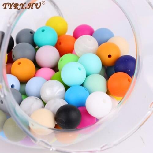 10pcs Silicone Teething Beads Round 15mm For Necklace Chews Pacifier Chain Clips Beads Soft Texture Silicone Freeship