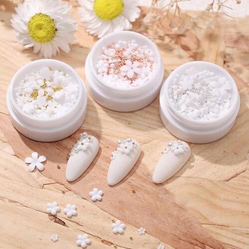 Nail Decoration Nail Art Rhinestone Easy to Stick DIY White Five Petal Flower Small Nail Ornament Manicure for Female