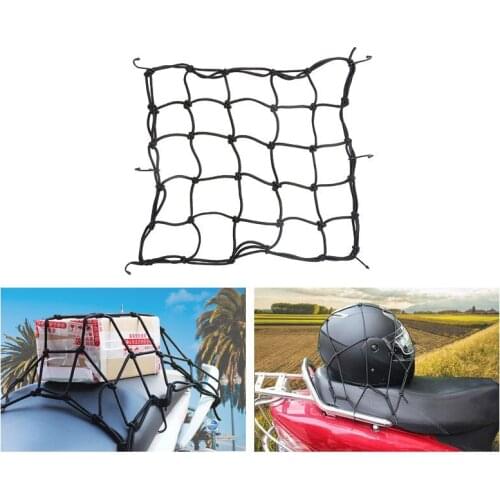 Universal Motorcycle 6 Hooks Luggage Net Bike Hold Down Fuel Tank Luggage Mesh Web Bungee Black Helmet Bike Tank Car