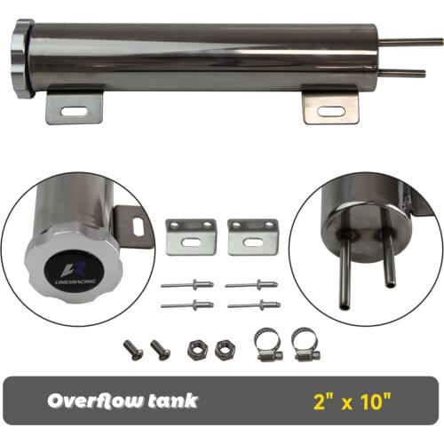 2"x10" 2X10 Stainless Steel RADIATOR OVERFLOW TANK CATCH CAN UNIVERSAL14 OUNCES