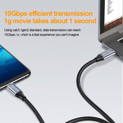 100W PD USB-C Cable USB 3.1 Gen2 10Gbps Thunderbolt 3 Cable For MacBook Air iPad Pro 2020 Nintendo SAMSUNG Note 20 QC