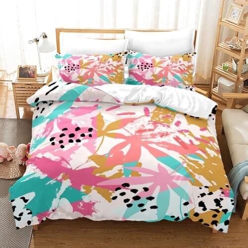 Maple Leaf Duvet Cover 2/3 Pcs Plant Vegetation Bedding Set Colorful Home Custom Bed Cover Set For Bedroom Bed Cover Set Decor
