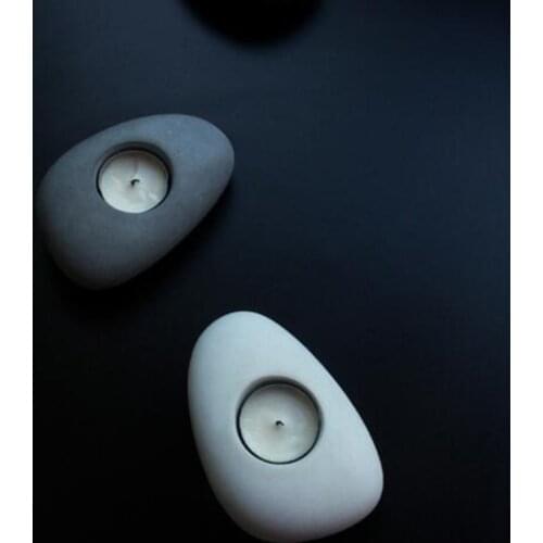 Cobblestone Shape Candle Holder Concrete Silicone Mold Oval Candlestick Cement Clay Crafts Gypsum Plaster Mini Pot Molds