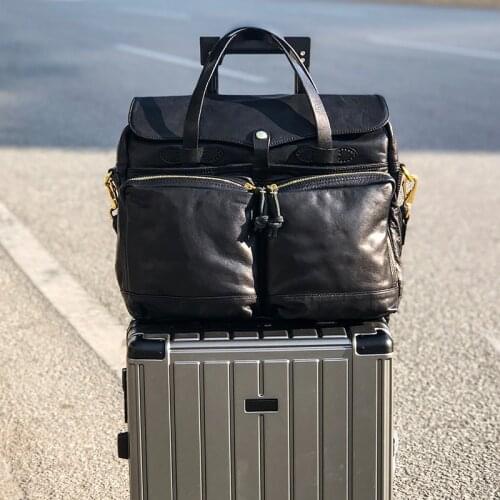 Vintage high-grade leather mens handbags, multi-functional briefcases, business and leisure travel, large-capacity messenger