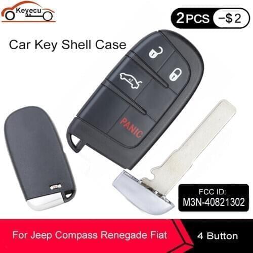 KEYECU Replacement Remote Car Key Shell Case Fob 3 Button for Jeep Renegade Compass 2015-2018 Fiat 500X 500 500L M3N-40821302