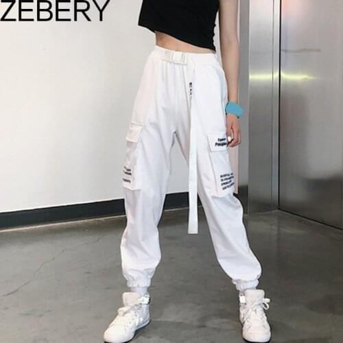 ZEBERY Women Mid Rise Workout Baggy Cargo Pants Women Loose Joggers Women Pants Trousers Hip Hop Style Streetwear Fall Pants