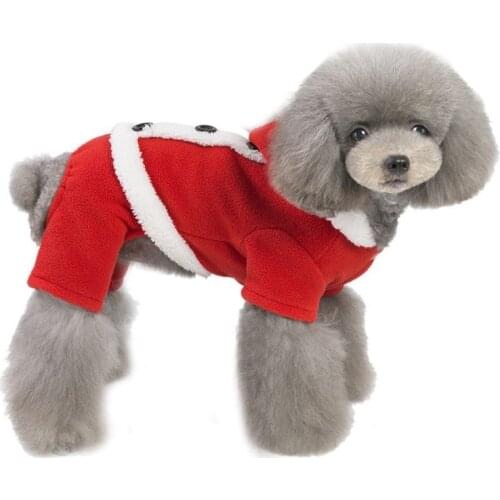 Winter Warm Pet Dog Santa Cloak Dress Christmas Cat Dog Cotton Clothes Jumpsuit Christmas Couple Outfit for Pet Dog