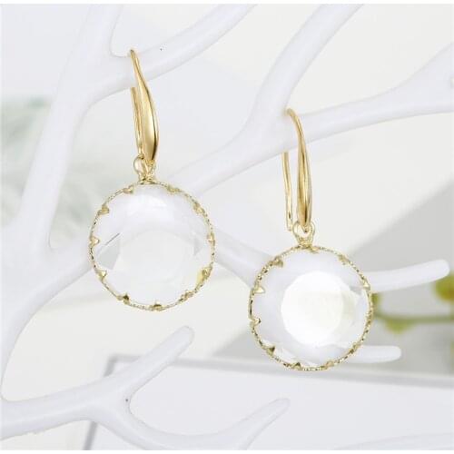 1Pair Fashion Clear Womens Bridal Wedding Earrings For Female Jewelry European Geometric Round Teardrop Dangle Earings E344