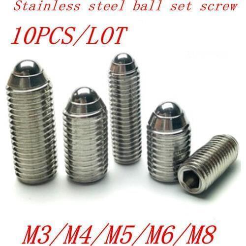 10pcs M3 m4 m5 m6 m8*6/8/10/12/16/20 Stainless steel 304 Hex Socket Spring Ball Plunger Set Screw