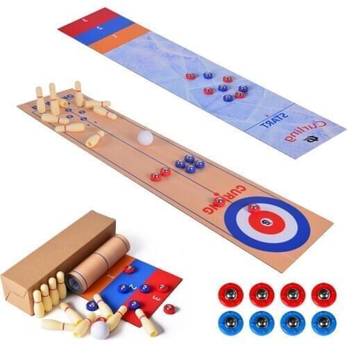 3 In 1 Table Top Shuffleboard Curling Game And Bowling Set Family Games Kids Adults Indoor Outdoor Board Game Toys