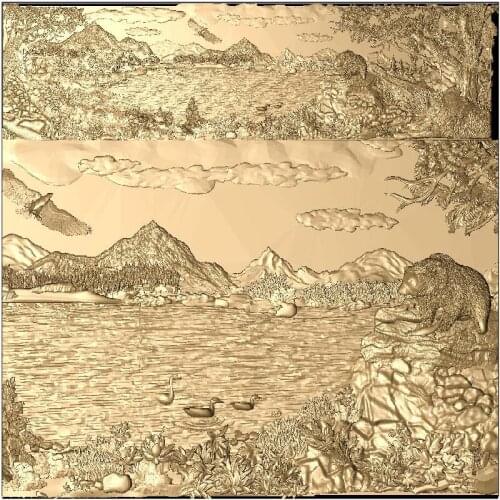 Scenery_bears 3d model STL relief for cnc STL format tropical panorama 3d Relief Model STL Router 3 axis Engraver ArtCam