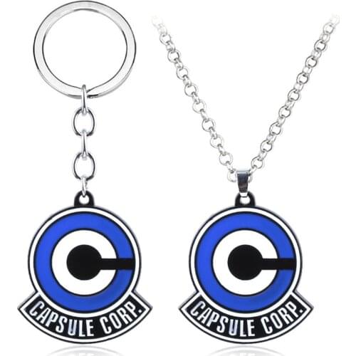 Anime Cartoon DBZ CAPSULE CORP Logo Emblem Symbol Alloy Pendant Necklace Chain Key Chain Keychain Keyring Jewelry Accessories
