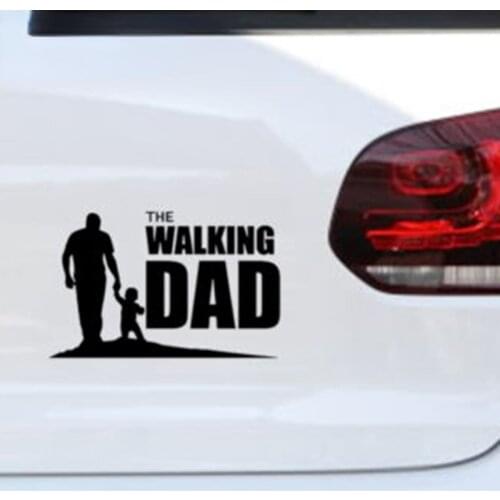 Car Stickers Decor Motorcycle Decals The Walking Dad with Baby Decorative Accessories Creative Sunscreen Waterproof PVC,17*11cm