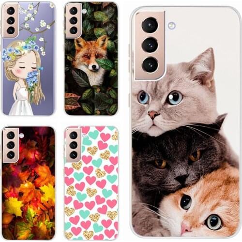 Cute Cat Cover For For Samsung Galaxy S21 S21+ 5G Case SM-G991B Soft Slim Back Cover For Samsung S21 Plus 5G SM-G996B Phone Case